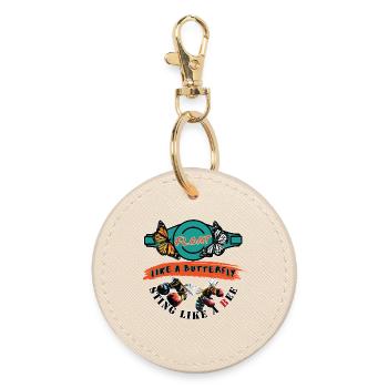 Float like a butterfly, sting like a bee - Round Keyring - oyster - Front