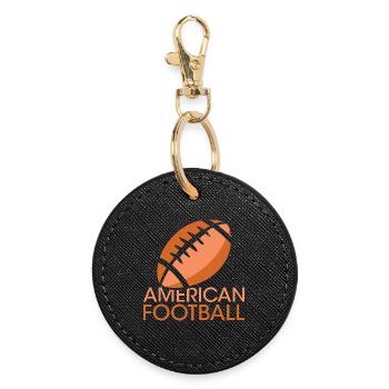 Symbole de football américain Logo Fan Soirée Amis - Porte-clés rond - noir - Devant