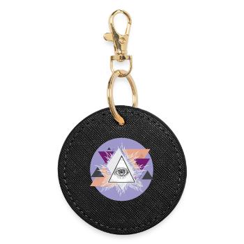 Oeil triangulaire géométrique avec auras - Porte-clés rond - noir - Devant