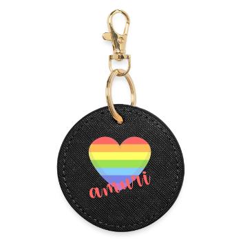 t-shirt amuri gay lgbt herz liebe liebe liebe - Runder Schlüsselanhänger - Schwarz - Vorne