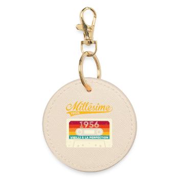 Millésime 1956 Cadeau 67 Ans Anniversaire Humour - Porte-clés rond - huître - Devant