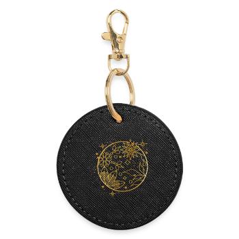 zauberhaftes goldenes Weihnachtskugel Ornament - Runder Schlüsselanhänger - Schwarz - Vorne