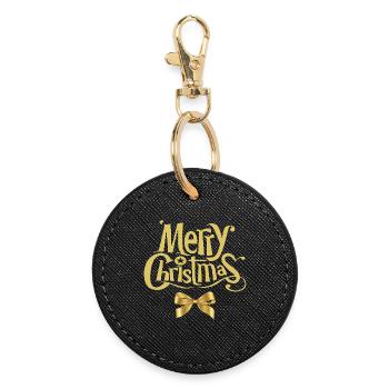Merry Christmas, Merry Christmas, Happy Holidays - Round Keyring - black - Front
