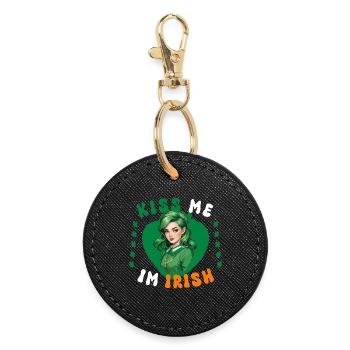 Embrasse-moi, je suis irlandaise - Porte-clés rond - noir - Devant