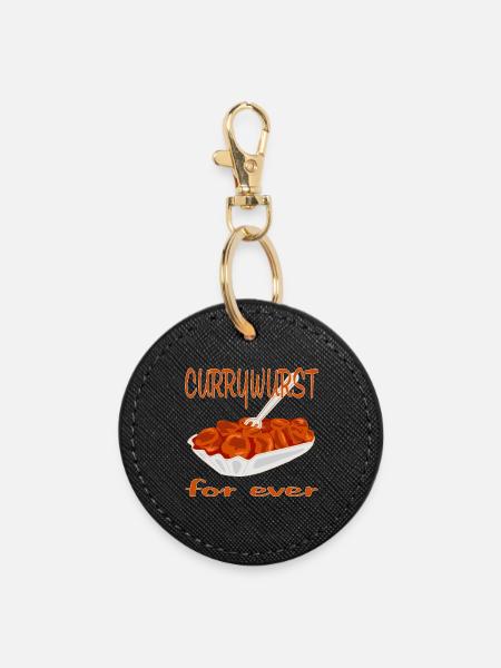 Currywurst ist Lecker - Runder Schlüsselanhänger - Schwarz