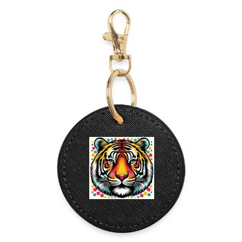 Tigre Pop Art - Porte-clés rond - noir - Devant