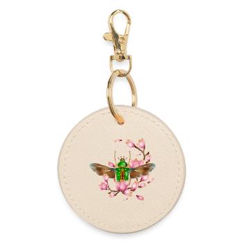 Stephanorrhina guttata Käferart mit Magnolie - Runder Schlüsselanhänger - Auster - Vorne