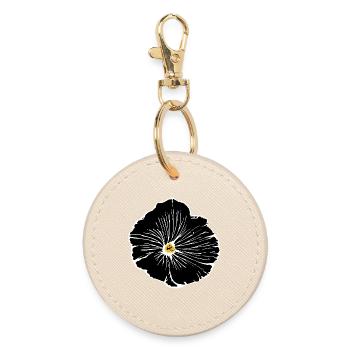 Blume schwarz Blumen schwarz Blüte - Runder Schlüsselanhänger - Auster - Vorne