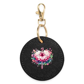 Danseuse de ballet avec tutu - Porte-clés rond - noir - Devant