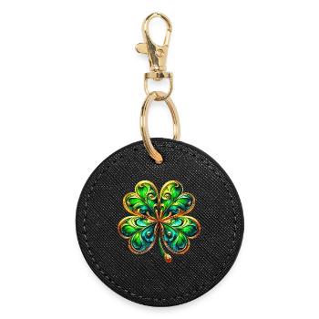 Trèfle à quatre feuilles - Porte-clés rond - noir - Devant