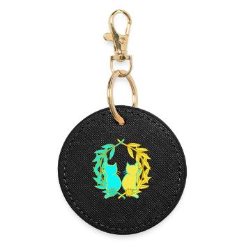 Laurel Wreath Cats Cat Ukraine Animal Welfare - Round Keyring - black - Front