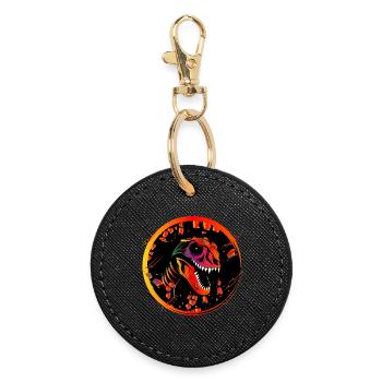 Crâne de dinosaure coloré tête de Tyrannosaurus Rex - Porte-clés rond - noir - Devant