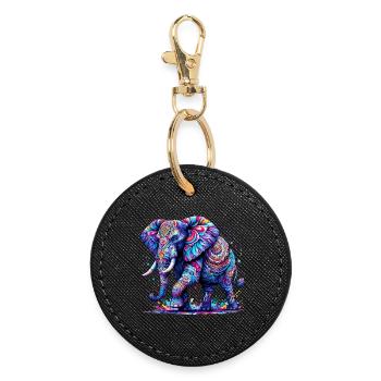 Elephant - Round Keyring - black - Front