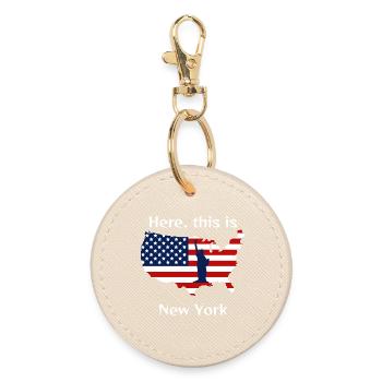 Drapeau USA et Statue de la Liberté - Porte-clés rond - huître - Devant