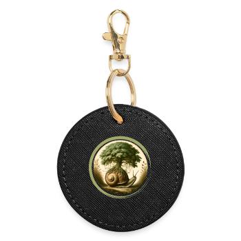 Escargot avec un bonsaï sur la coquille d’escargot - Porte-clés rond - noir - Devant
