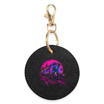 Retrowave Railway - Round Keyring - black - Front