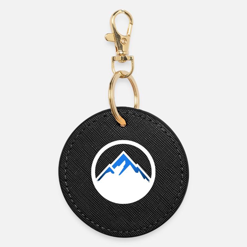 Bjerge logo hvid - Rund nøglering - sort
