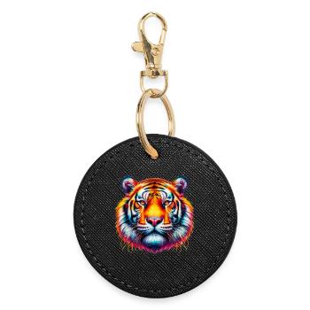 Tiger - Runder Schlüsselanhänger - Schwarz - Vorne