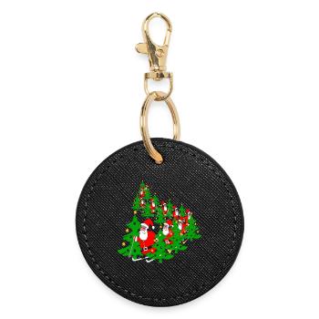 Christmas in the fir forest - Round Keyring - black - Front