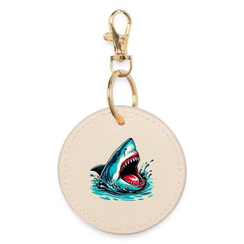 Shark - Round Keyring - oyster - Front