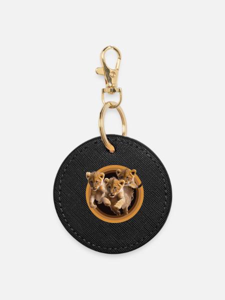 Kittens - Round Keyring - black