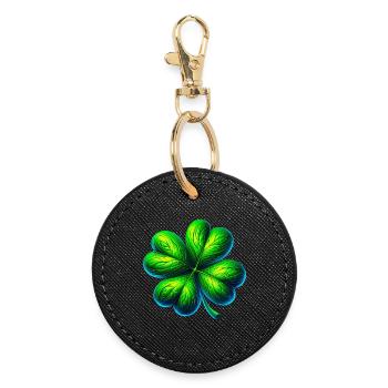 Trèfle à quatre feuilles - Porte-clés rond - noir - Devant
