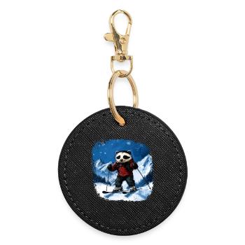 Skier Badger - Round Keyring - black - Front