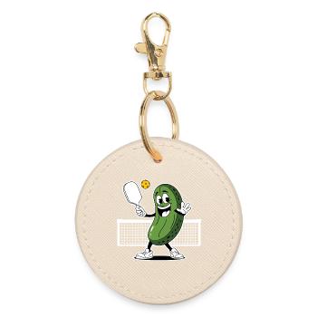 Dill With It Pickleball Player - Round Keyring - oyster - Front