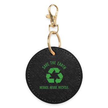 Reduce Reuse Recycle - Round Keyring - black - Front