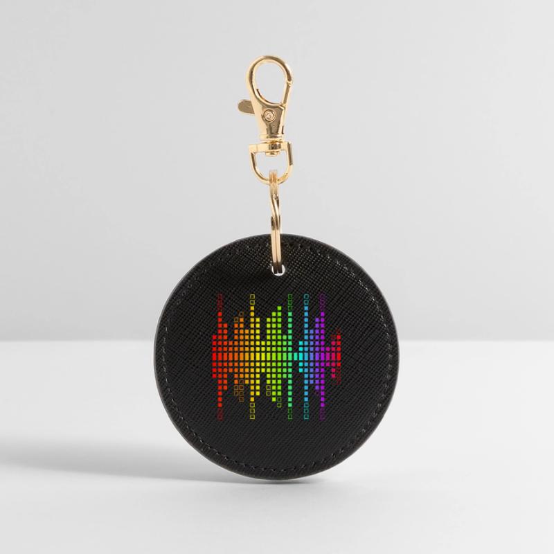 Vibrant Equalizer Sound Wave Pattern Round Keyring