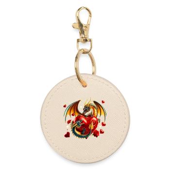 Dragon du Cœur dans le Feu de l’Amour - Porte-clés rond - huître - Devant