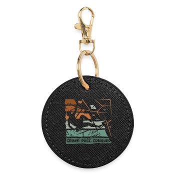 Bouldern – Crimp. Pull. Conquer. - Runder Schlüsselanhänger - Schwarz - Vorne