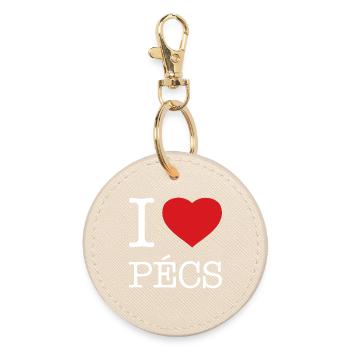 I LOVE PECS - Round Keyring - oyster - Front