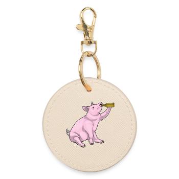 Bouteille de bière de porc - Porte-clés rond - huître - Devant