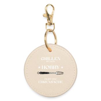 Grilling is not a hobby Grill Grillmeister BBQ - Round Keyring - oyster - Front