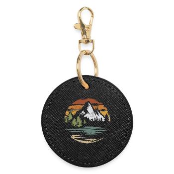 Vintage Berglandschaft – Natur & Abenteuer Design - Runder Schlüsselanhänger - Schwarz - Vorne