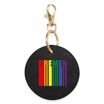 Bremen Rainbow Pride Gift - Round Keyring - black - Front