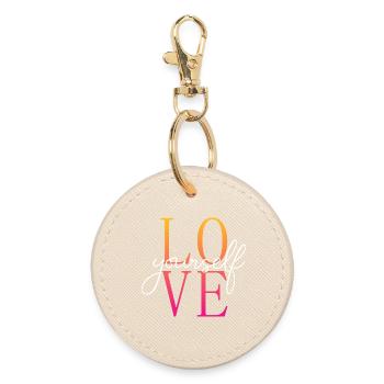 Love yourself / Selbstliebe / Liebe dich selbst - Round Keyring - oyster - Front