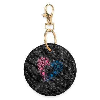 Yin & Yang Love – Colorful Sunflower Heart - Round Keyring - black - Front
