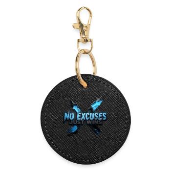No Excuses Just Wins – Motivational Gym Design - Round Keyring - black - Front