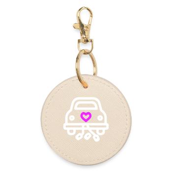 Hochzeitsauto Hochzeit Symbol Verliebt - Runder Schlüsselanhänger - Auster - Vorne