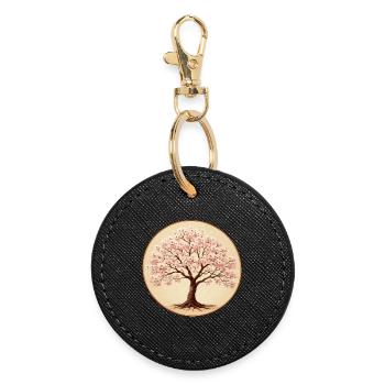 Délicat cerisier en fleurs - Porte-clés rond - noir - Devant