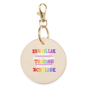 Braille Teacher Braille Dotum - Round Keyring - oyster - Front