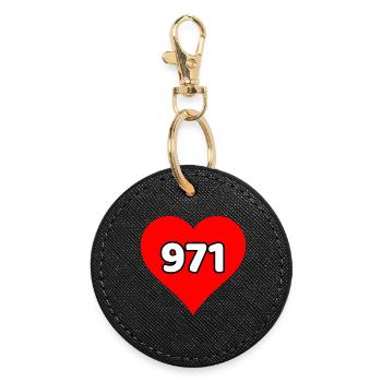 J'aime la Guadeloupe 971 - Porte-clés rond - noir - Devant