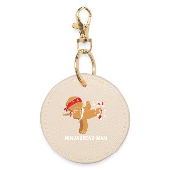 Lebkuchenmann Weihnachten Gingerbread Lebkuchen - Runder Schlüsselanhänger - Auster - Vorne
