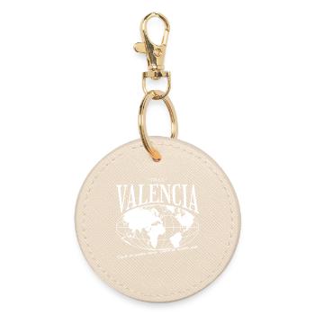 Historical World Map Valencia Design - Round Keyring - oyster - Front