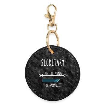 Secretary Geschenk Beruf Ausbildung Sekretär - Runder Schlüsselanhänger - Schwarz - Vorne