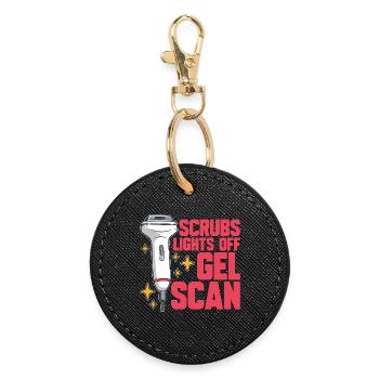 Sonographer Scrubs Lights Off Gel Scan Ultrasound - Round Keyring - black - Front