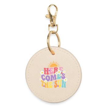 HERE COMES THE SUN Sun & Flowers Trend - Round Keyring - oyster - Front