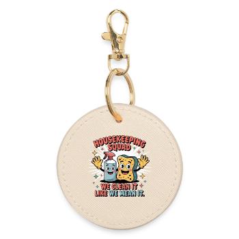 Funny Cleaning Design - Round Keyring - oyster - Front